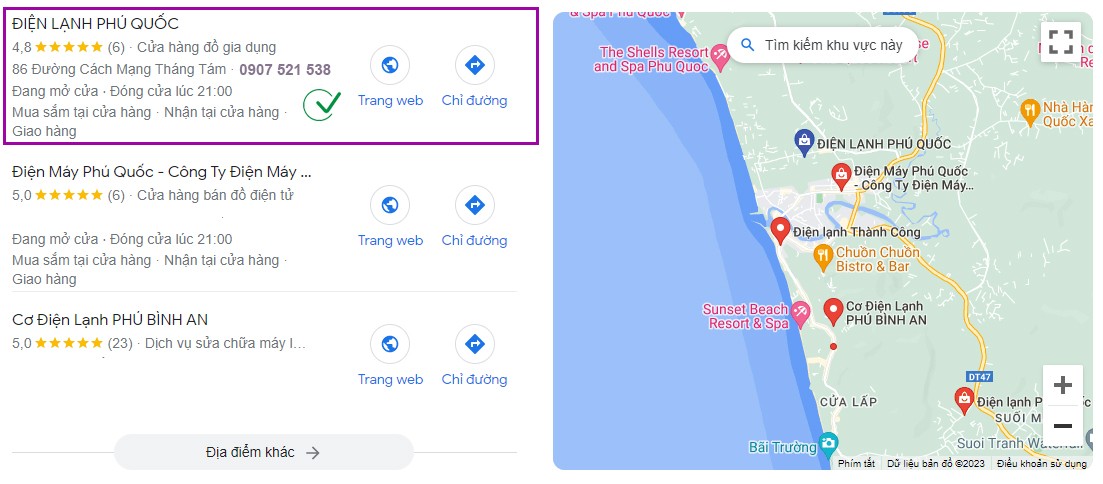 Google map ĐIỆN LẠNH PHÚ QUỐC